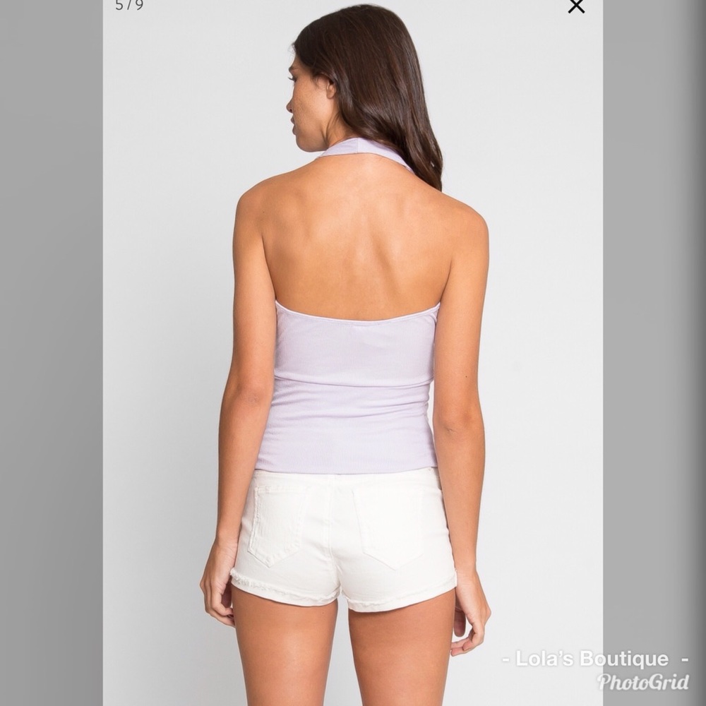 Lavender Ribbed Halter Top - Picture 4 of 5
